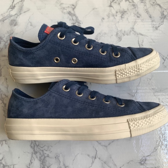 Converse Low Top Blue Suede Egret Sneakers CTAS OX 6 - Picture 6 of 12
